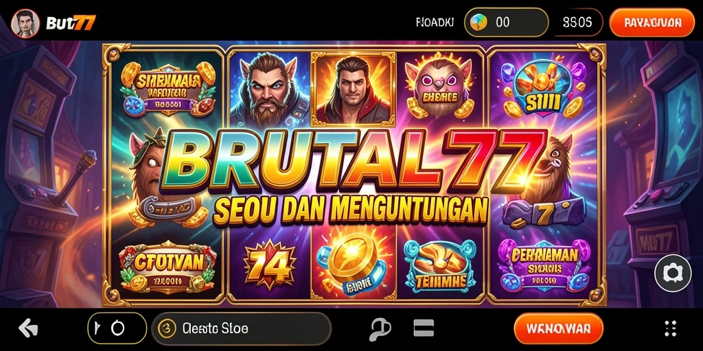 Tampilan gameplay BRUTAL77 dengan animasi Slot yang menakjubkan.