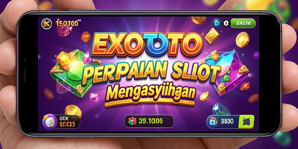 Tampilan gameplay slot EXOTOTO yang menarik dan penuh warna.