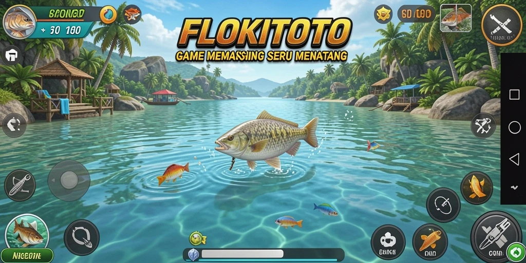 Tampilan gameplay seru saat menangkap ikan di FLOKITOTO.