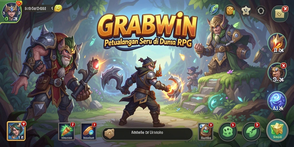 Screenshot menunjukkan aksi seru di dunia RPG GRABWIN.