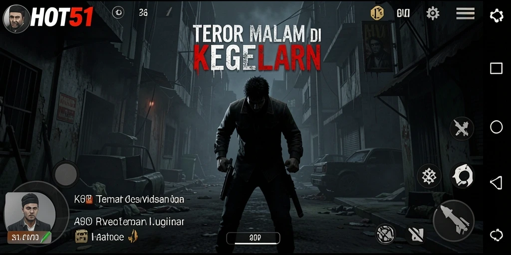 Screenshot utama menampilkan suasana mencekam di game Horror.