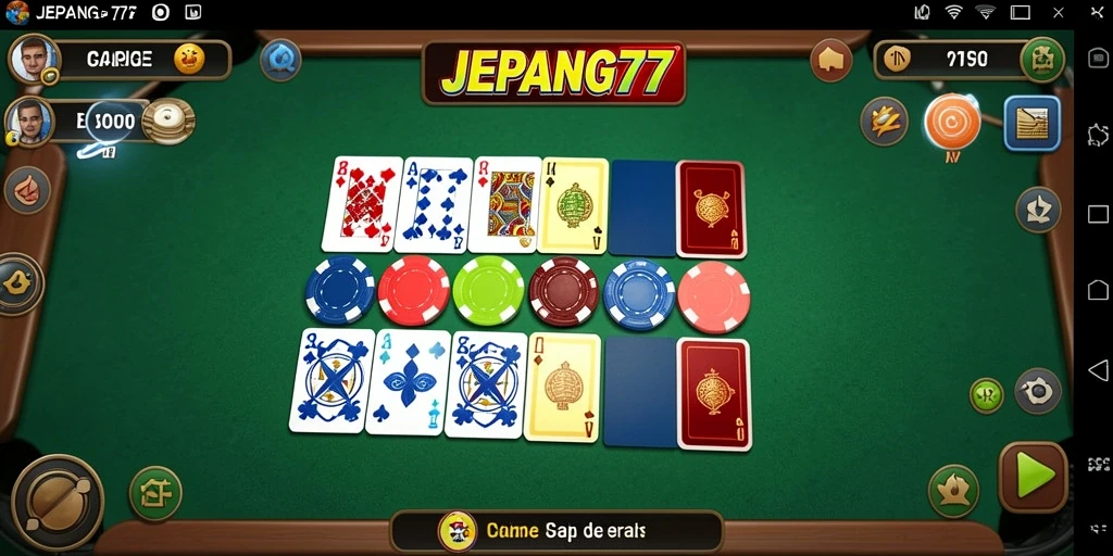 Tampilan gameplay JEPANG77 dengan fitur Gaple yang menarik.