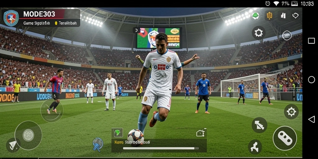 Tampilan gameplay seru dan menarik dari MOD303, pengalaman sepak bola yang mendebarkan.