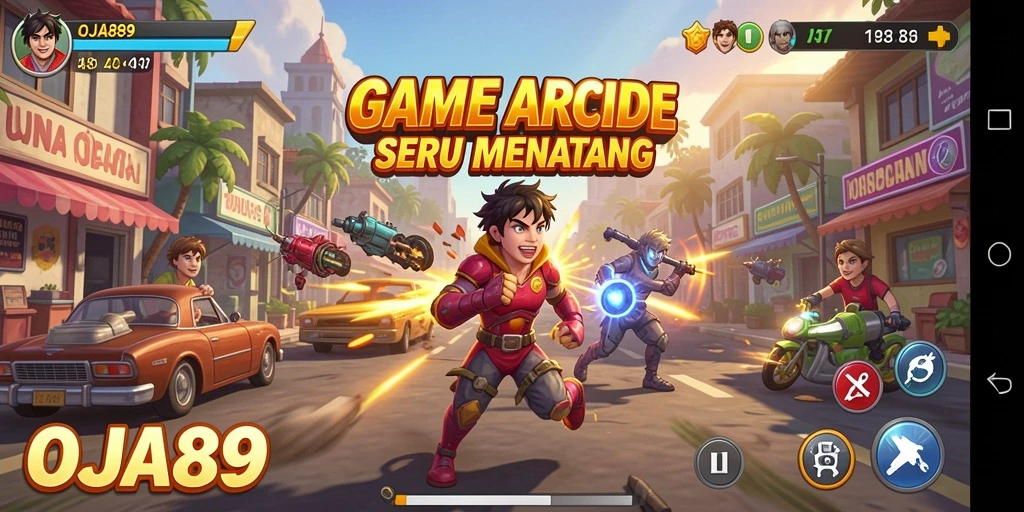 Screenshot utama OJA89 menampilkan momen gameplay yang intens dan penuh warna.