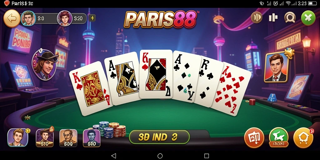 Screenshot gameplay PARIS88 menampilkan suasana permainan domino yang seru.