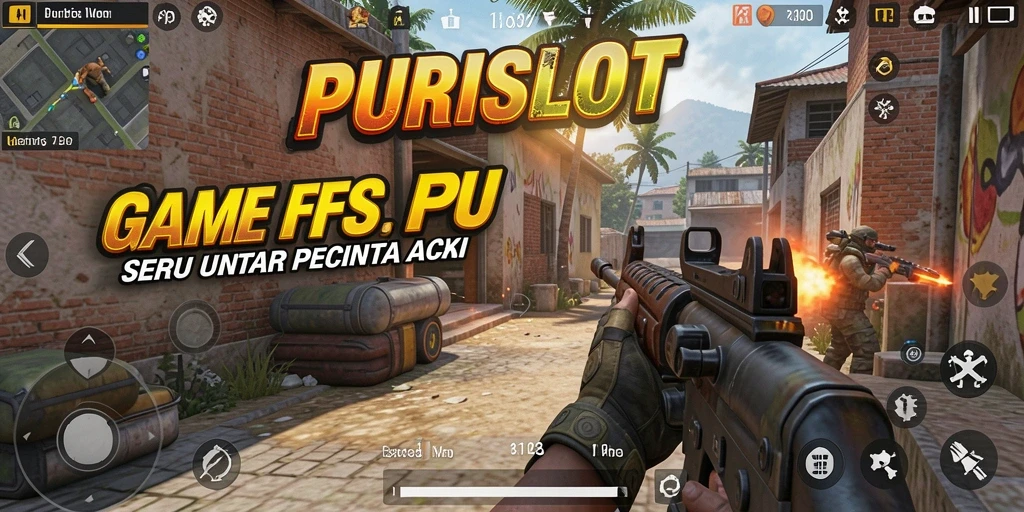 Screenshot gameplay <strong>PURISLOT</strong> menunjukkan aksi tembak-menembak yang mendebarkan.