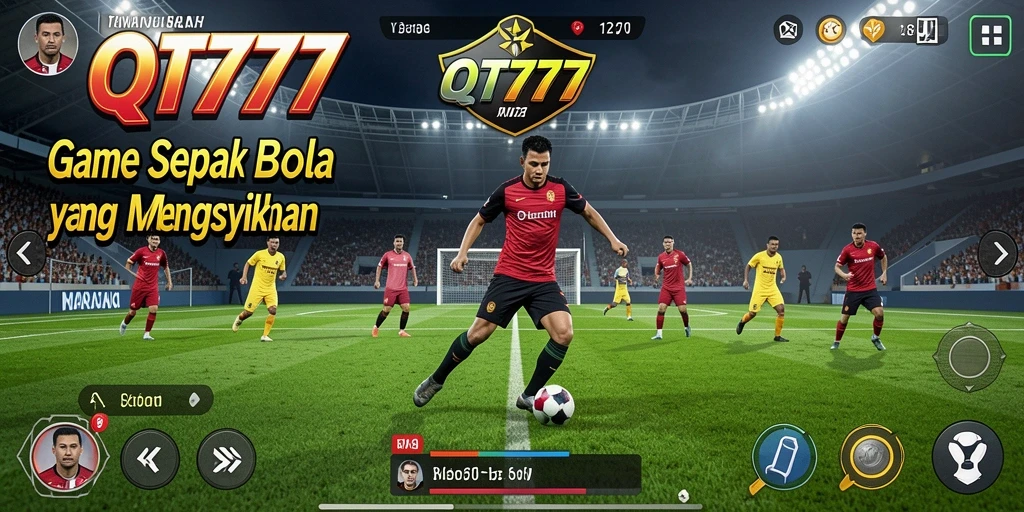 Tampilan gameplay yang menegangkan saat bermain sepak bola.