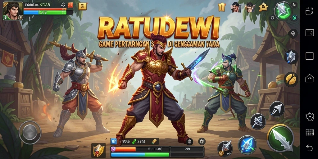 Gameplay seru RATUDEWI dengan karakter bertarung yang menarik.