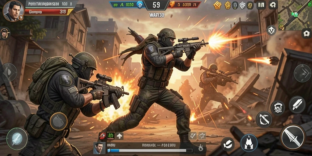 Tampilan layar utama <strong>WAR138</strong> dengan aksi pertempuran yang mendebarkan.